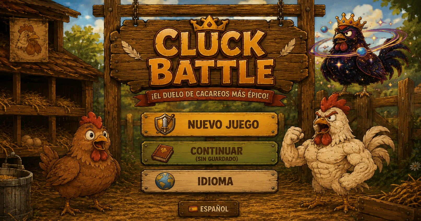 Cluck Battle microphone chicken duel scene 1