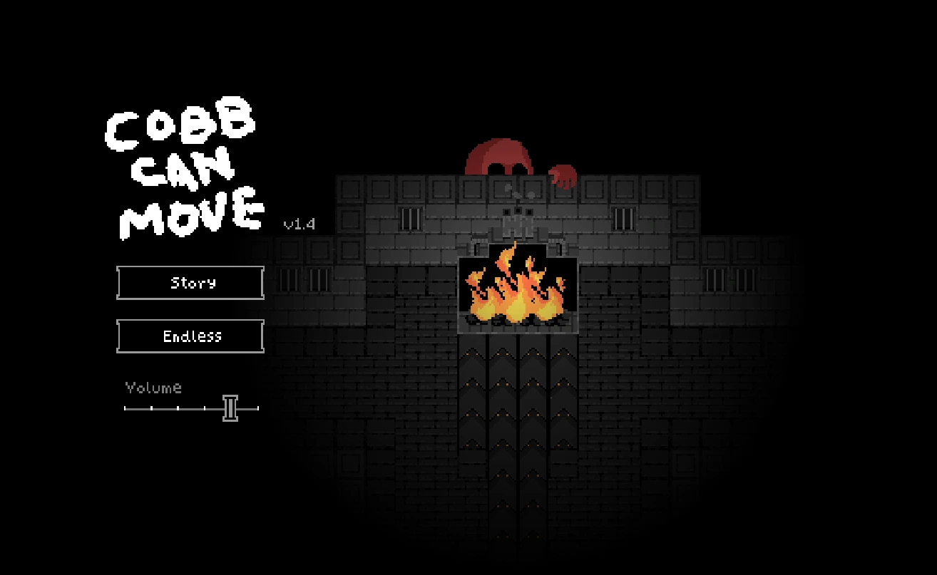 COBB CAN MOVE version 1.4 title screen with Story and Endless modes
