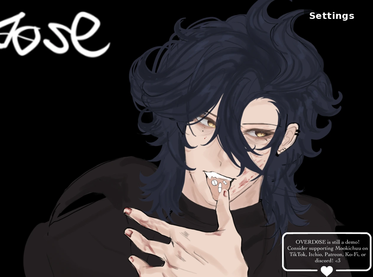 Over Dose psychological visual novel logo cover
