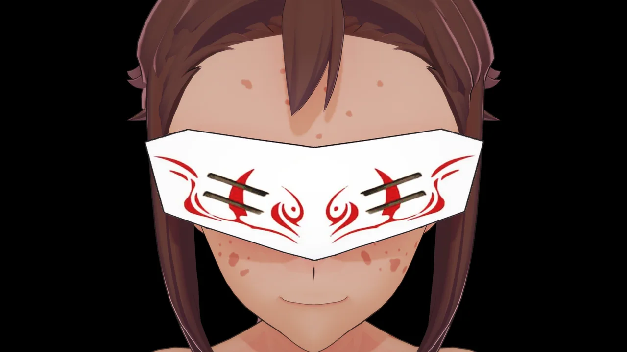 White Fang mask displayed against a red warning background