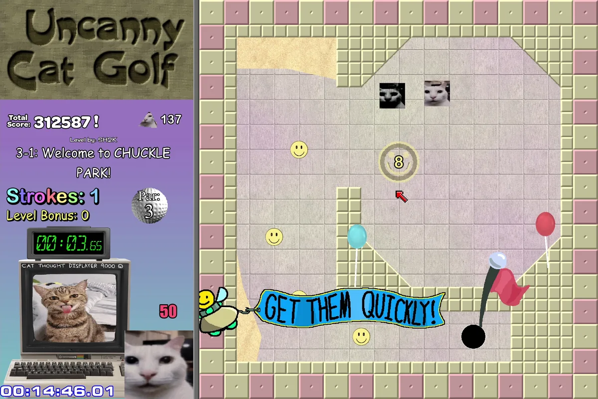 Uncanny Cat Golf colorful course designed for bank shots